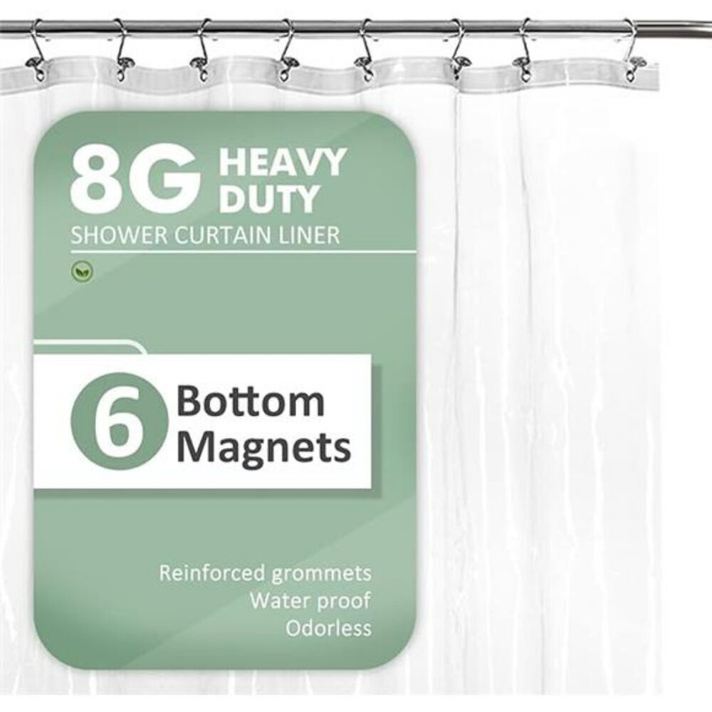 Extra Long Clear Shower Curtain 84 Inch Waterproof PEVA Liner Heavy Duty - Picture 8 of 8